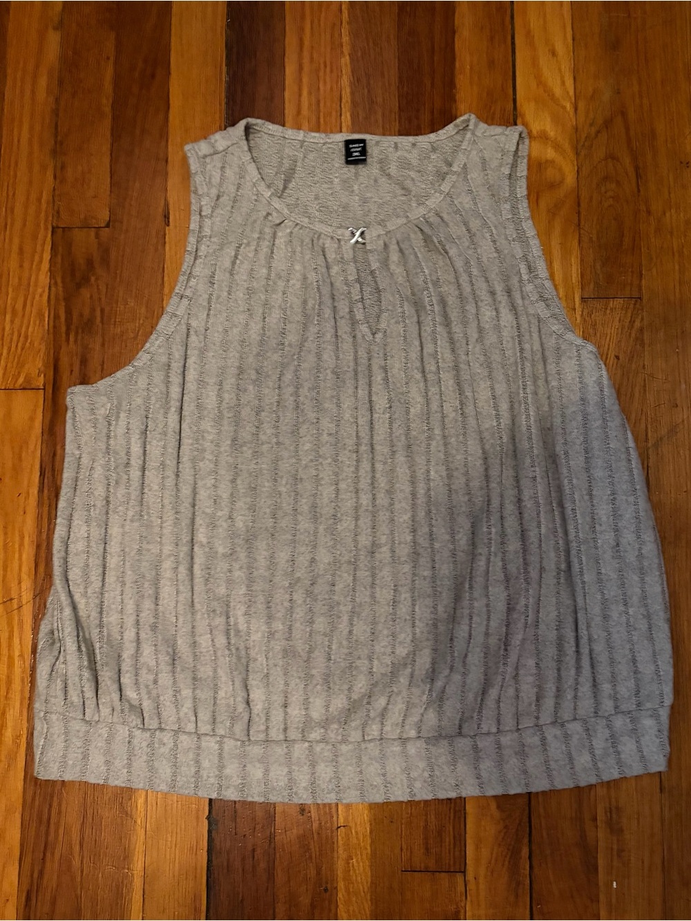 SHEIN Curvy Light Gray Ribbed Knit Tank Top